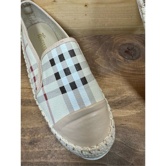 Tengyufly Leather Slip On Flat for Women's Fashion Sneakers Plaid Loafers Espadr - Picture 11 of 11